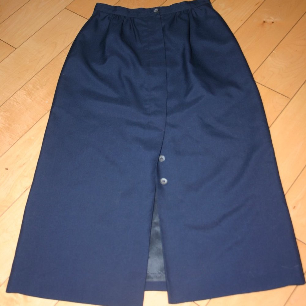 Saks Fifth Avenue SFAntastic Navy Blue OpenFront Skirt Size 4 FullyLined Prisine